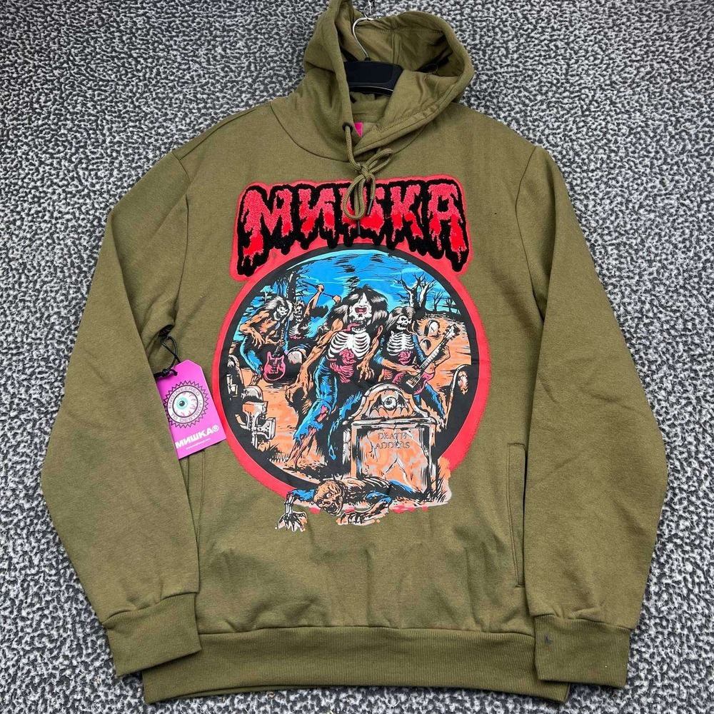 Mishka Death Adders Skeleton Band Hoodie Men Medium Green Long Sleeve New M